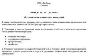 Как Ввести в Действие Должностную Инструкцию
