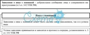 Как заносится явка с повинной при устном заявление