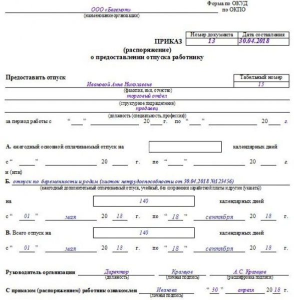Какие документы нужны для оформления декретного отпуска