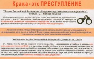 Какой штраф за административное правонарушение кражу в магазине