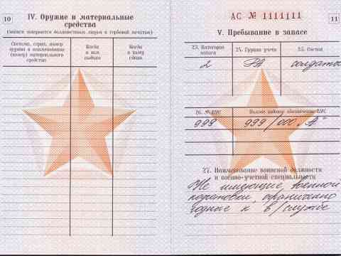Категория запаса в военном билете &mdash; место прописания и значение