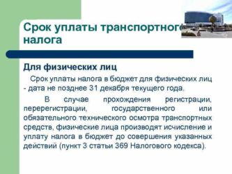 Когда оплачивается транспортный налог физическими лицами?
