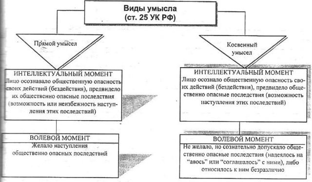 Косвенный и прямой умысел в уголовном праве