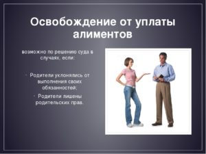 Кто освобождается от уплаты алиментов на ребенка