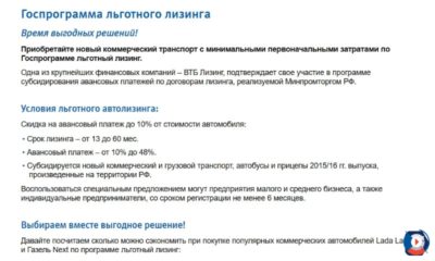 Льготные лизинговые государственные программы
