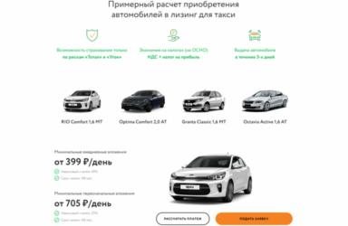 Лизинг автомобиля под такси для юридических лиц