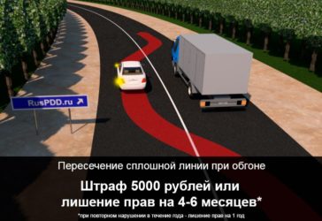 Нарушение пересечение сплошной линии штраф