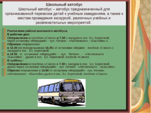 Обязанности при перевозки детей по маршруту на школьном автобусе