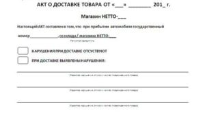 Образец акта доставки