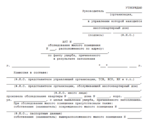 Образец акта о подтоплении квартиры