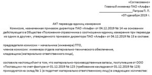 Образец акта по смене наименования товара