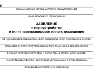 Образец заявления установленной формы на перепланировку