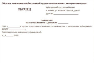 Образец заявления в суд об ознакомлении с материалами уголовного дела