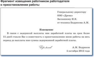 Образец заполнениязаявления в связи с задержкой зарплаты