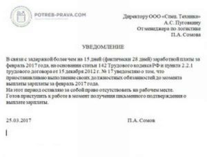 Образец заполнениязаявления в связи с задержкой зарплаты