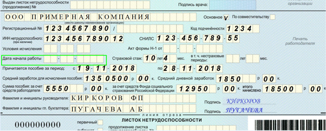 Оформление больничного листа &mdash; поэтапное заполнение документа
