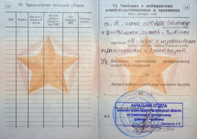 Особые отметки в военном билете: кем и где указываются