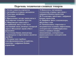 Перечень технически сложных товаров с комментариями