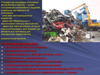 Порядок действий при утилизации автомобиля