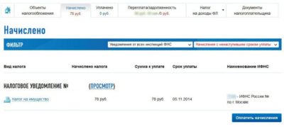 Посмотреть начисление налогов на физическое лицо