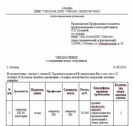 Правила сокращения работников на предприятии по тк рф