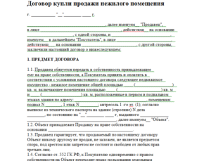 Предварительный договор купли-продажи нежилого помещения образец бланк
