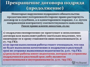 Прекращение договора подряда