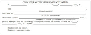Расписка в получении денежных средств по договору займа