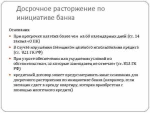 Расторжение кредитного договора по инициативе банка
