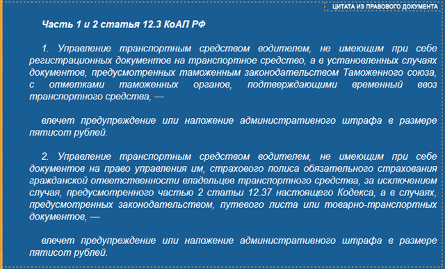 Штраф за езду без прав