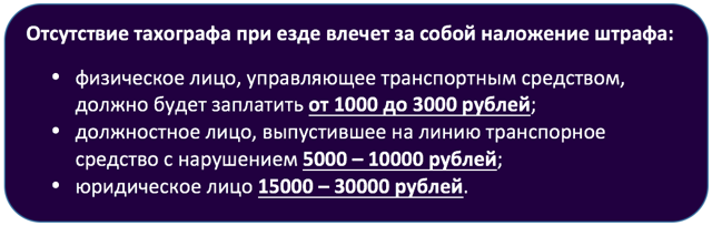 Штраф за отсутствие тахографа