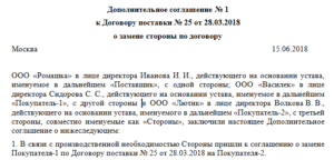 Соглашение о замене стороны в договоре образец бланк