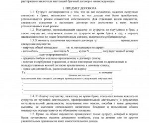 Составить брачный договор между супругами образец