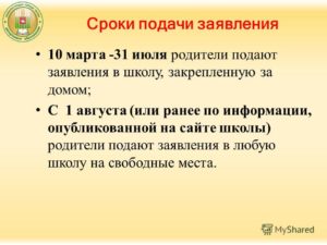 Сроки подачи заявлений