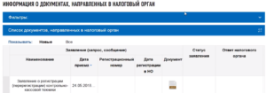 Статус заявления в налоговой