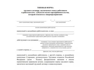 Типовой трудовой договор с работником