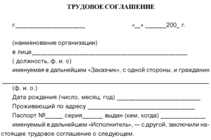 Трудовой договор с администратором образец бланк