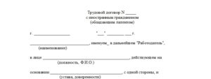 Трудовой договор с иностранным гражданином образец бланк