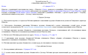Трудовой договор с руководителем ООО образец бланк