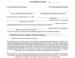 Трудовой договор с учителем образец бланк