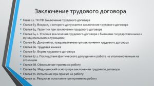 Условия заключения трудового договора