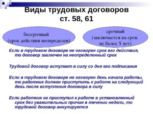 Виды трудового договора в российском праве.