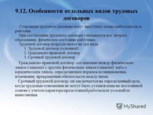 Виды трудового договора в российском праве.