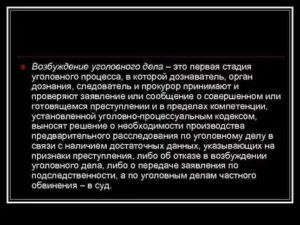 Возбуждение уголовного дела дознавателем в органах внутренних дел