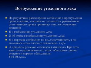 Возбуждение уголовного дела дознавателем в органах внутренних дел
