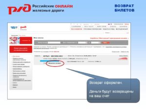 Возврат билета ржд через приложение