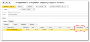 Возврат комиссионного товара от покупателя проводки