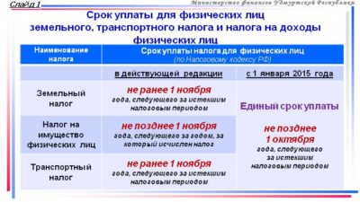 Время уплаты налогов для физических лиц