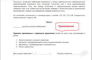 Встречный иск по гражданскому делу образец бланк