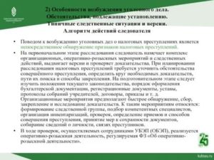 Выявление признаков налоговых преступлений и возбуждение уголовного дела